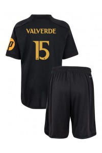 Fotbalové Dres Real Madrid Federico Valverde #15 Dětské Třetí Oblečení 2023-24 Krátký Rukáv (+ trenýrky)